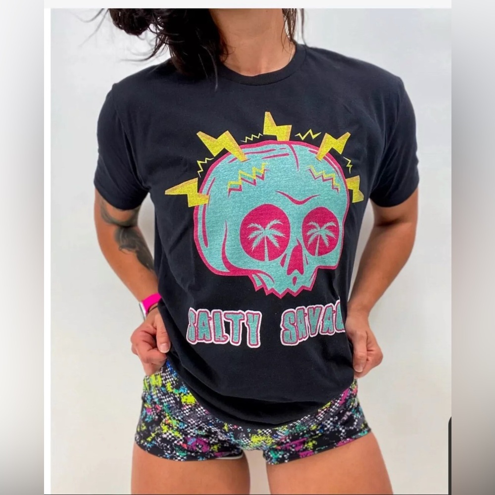 Salty Savage Unisex "Bolt Skull" Tee | Miami Vice Edition Sz. L Streetwear